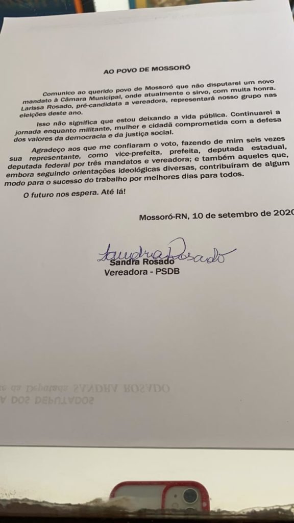 Larissa disputará cargo de vereadora em Mossoró no lugar de Sandra Rosado