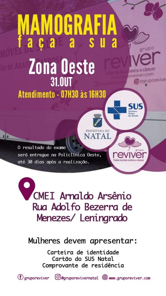 Mutirão de mamografias do Grupo Reviver retorna a Natal