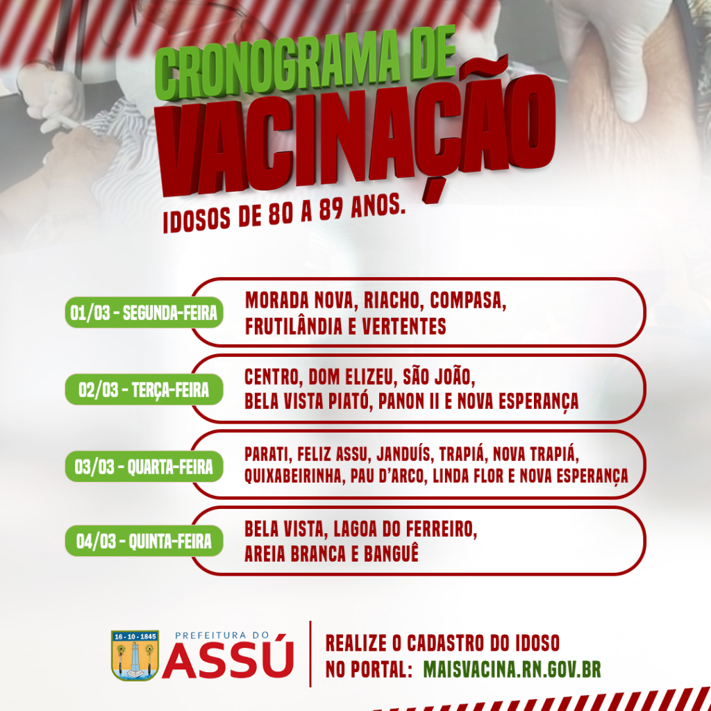Prefeitura de Assú define calendário de vacinação