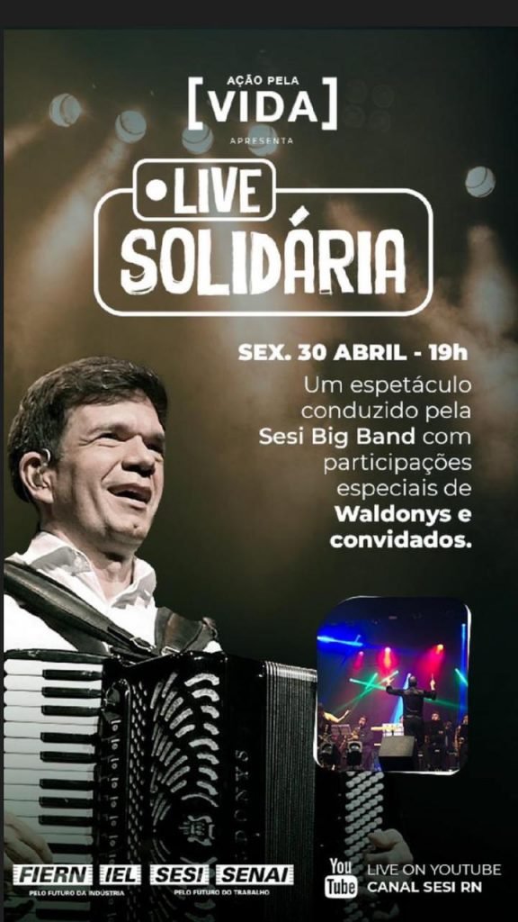 SESI Big Band conduz amanhã a Live Solidária, com Waldonys e convidados