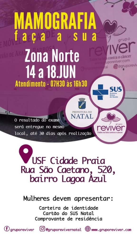 Grupo Reviver realiza mamografias na Zona Norte