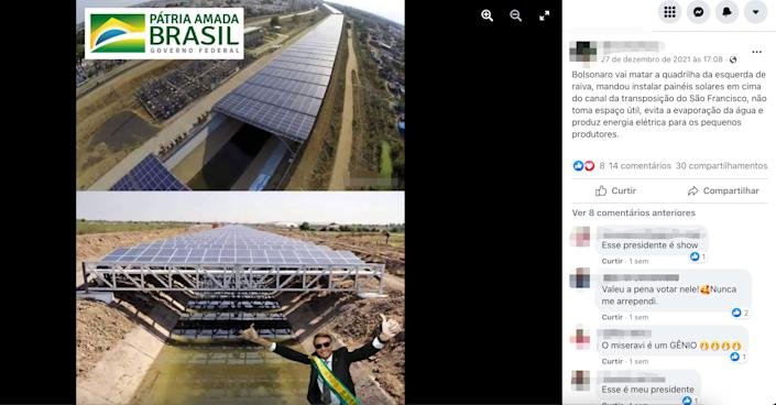 Imagem de painel solar em canal foi feito na Índia, não no Brasil. Mas não deixa de ser boa ideia