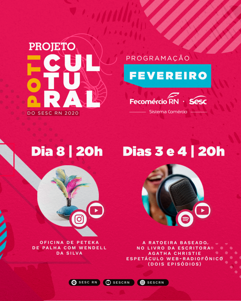 Projeto Poti-Cultural do Sesc apresenta duas atrações gratuitas na primeira semana de fevereiro