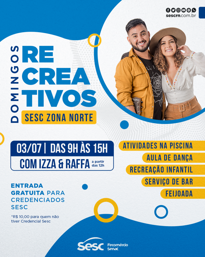 Sesc retoma Domingo Recreativo na Zona Norte com música ao vivo e atividades recreativas