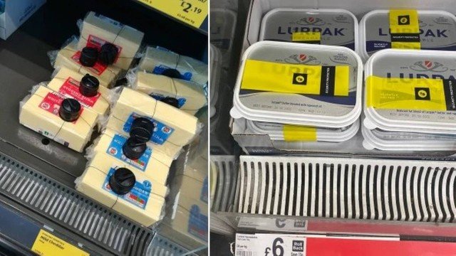 Com preços disparando, supermercados britânicos usam dispositivos de segurança em queijo e manteiga