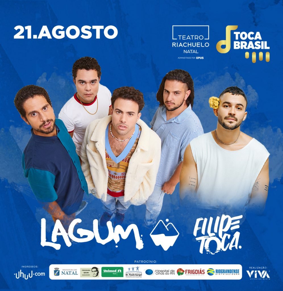 É domingo! Banda Lagum e Filipe Toca são atrações do Toca Brasil no Teatro Riachuelo