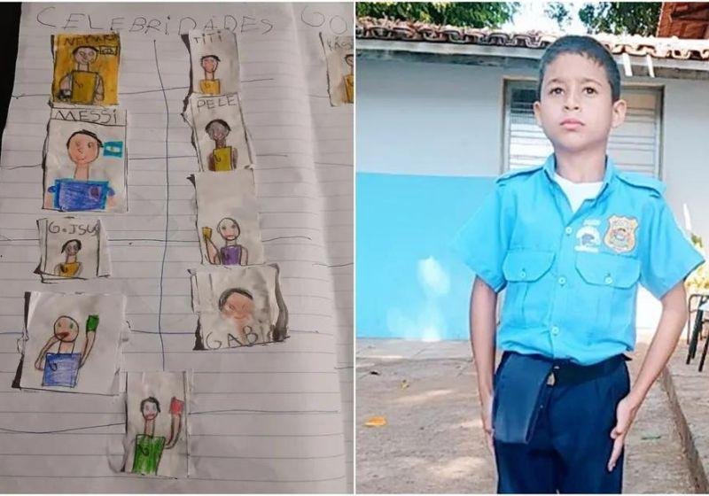 Sem dinheiro, menino desenha próprio álbum da Copa e emociona internautas
