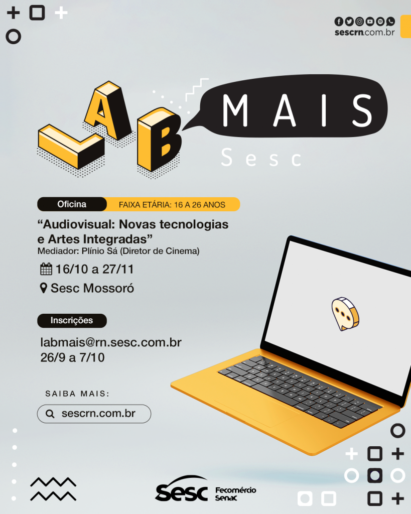 Sesc promoverá oficina gratuita de audiovisual para jovens de Mossoró