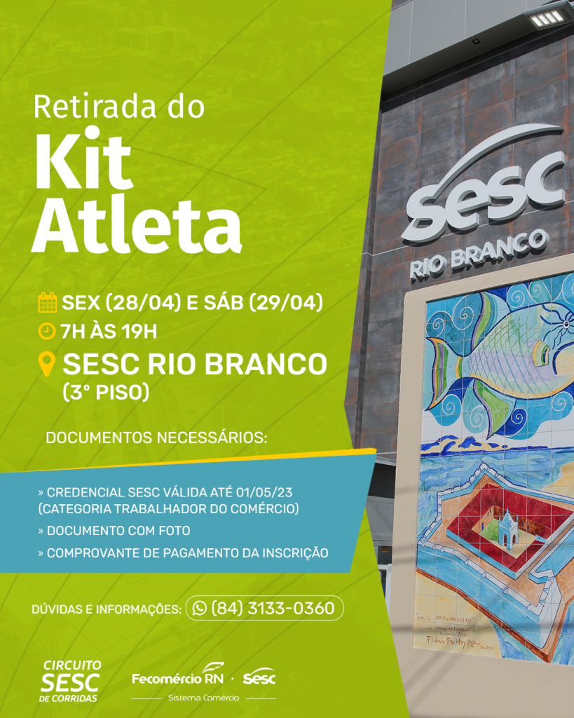 Participantes do Circuito Sesc de Corridas poderão retirar kits nos dias 28 e 29 de abril