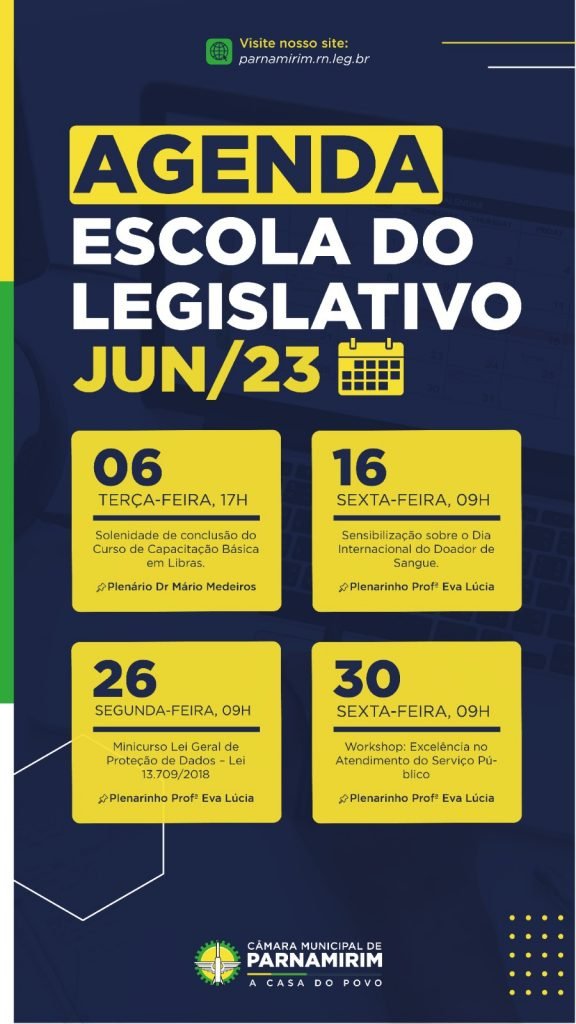 Escola do Legislativo de Parnamirim divulga programação de junho