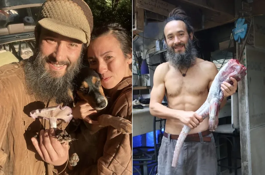 Casal evita supermercados comendo animais atropelados e colhendo frutas e cogumelos em florestas
