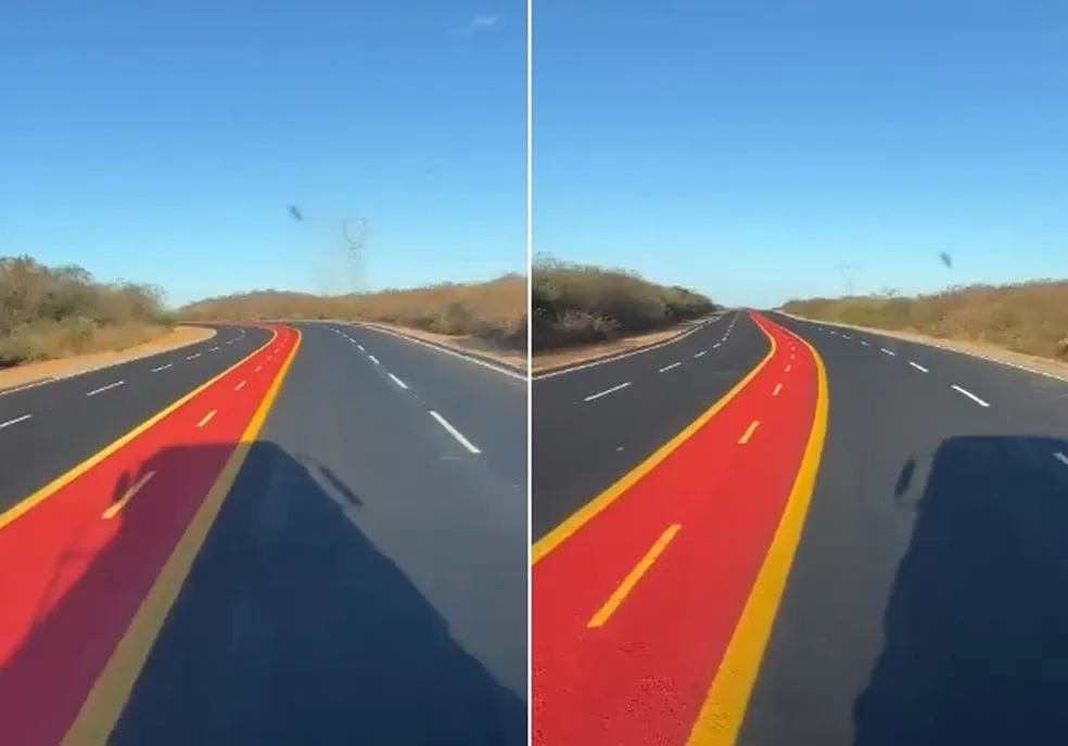 Vídeo de ciclofaixa no meio de estrada no Piauí viraliza nas redes sociais: ‘na lateral já não é respeitada’