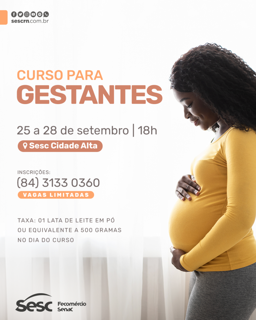 Curso para Gestantes do Sesc RN com vagas abertas para as turmas de 2023