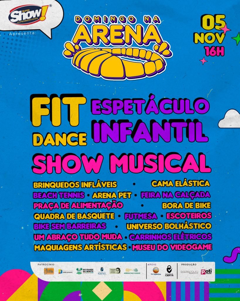 Domingo na Arena retorna neste dia 05 com muito lazer, esporte e entretenimento para toda a família