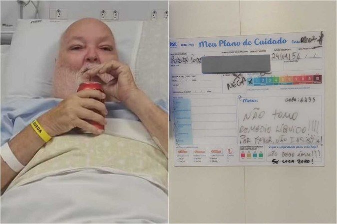 Paciente internado diz que não bebe água há 50 anos e cola aviso na porta: “Só Coca”