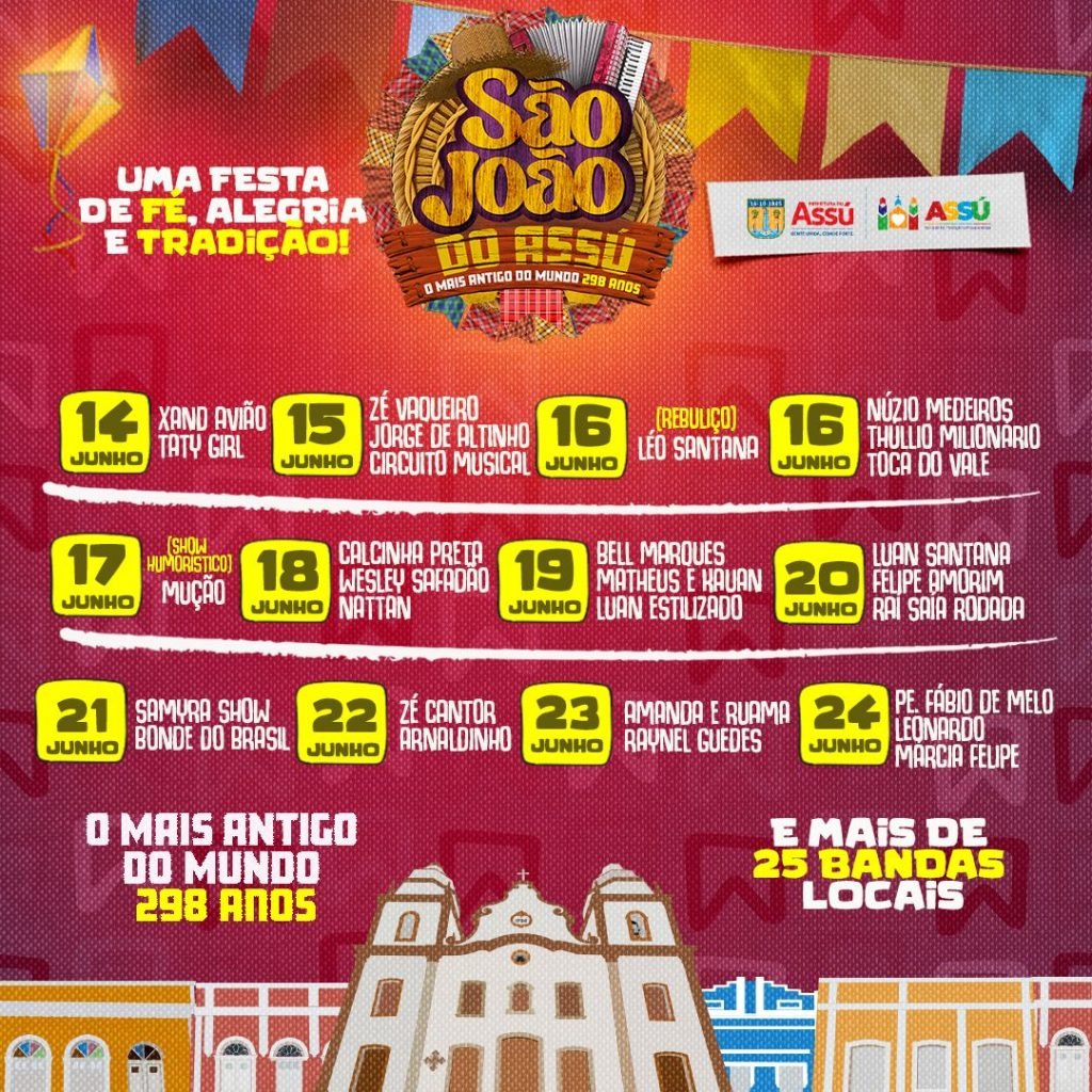 Luan Santana, Bell Marques, Leo Santana, Xand, Nattan e Wesley: confira a programação completa do São João de Assú 2024