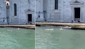 Turistas provocam revolta ao nadar em canal no cemitério de Veneza