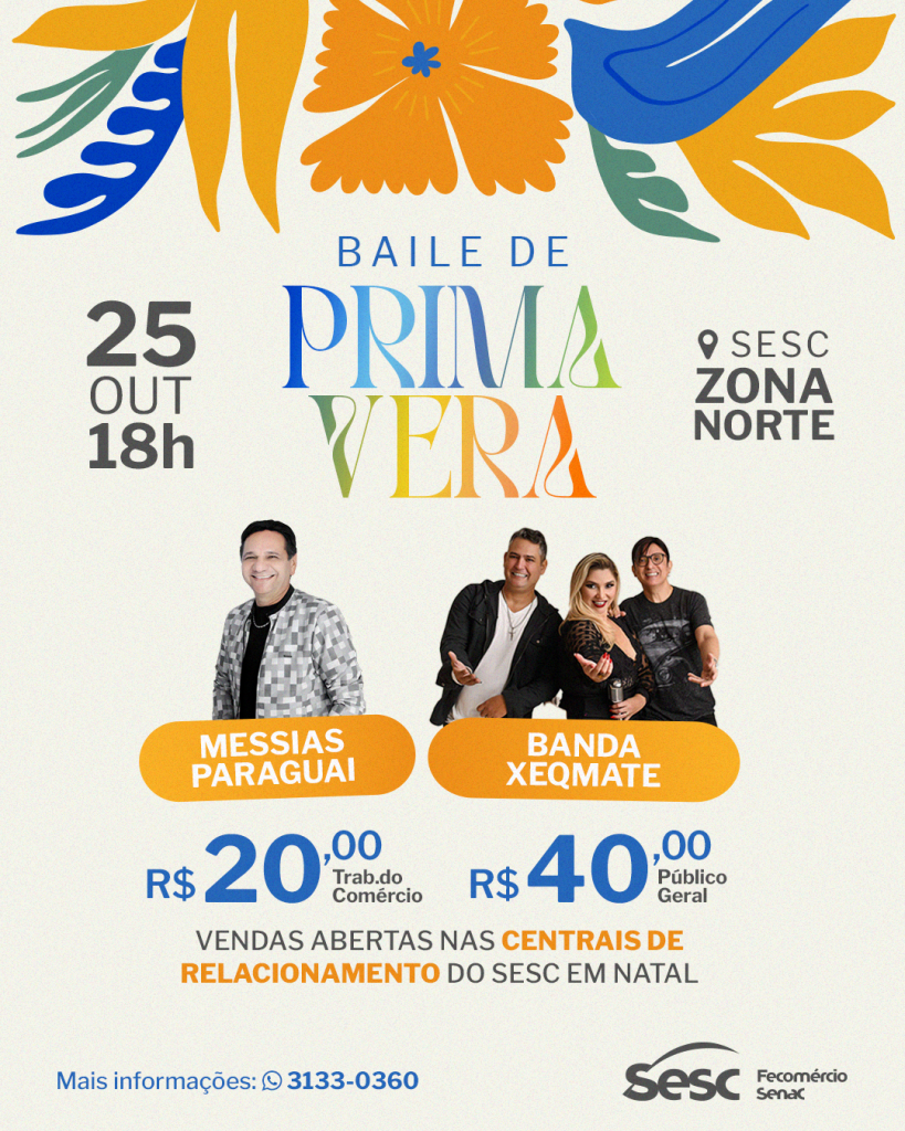 Baile de Primavera do Sesc Zona Norte vai contar com Messias Paraguai e Banda Xeqmat