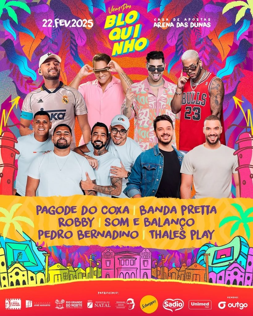 Vem pro Bloquinho agita o pré-Carnaval de Natal neste sábado (22) no gramado da Arena das Dunas