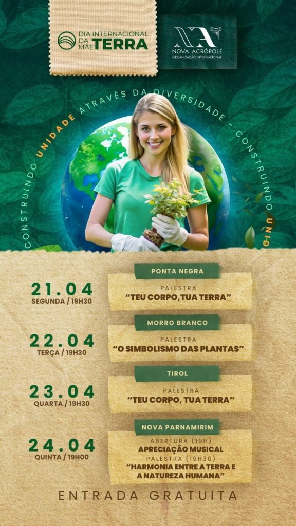 Nova Acrópole celebra o Dia da Terra com programação gratuita em Natal e Parnamirim