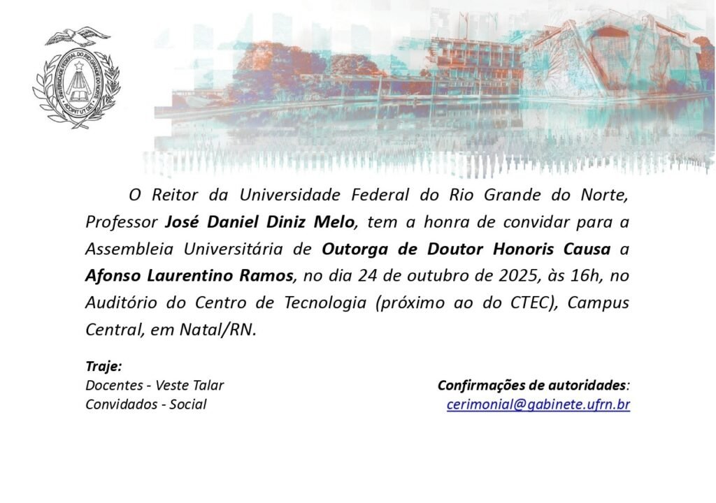 Jornalista Afonso Laurentino Ramos receberá o título de Doutor Honoris Causa da UFRN