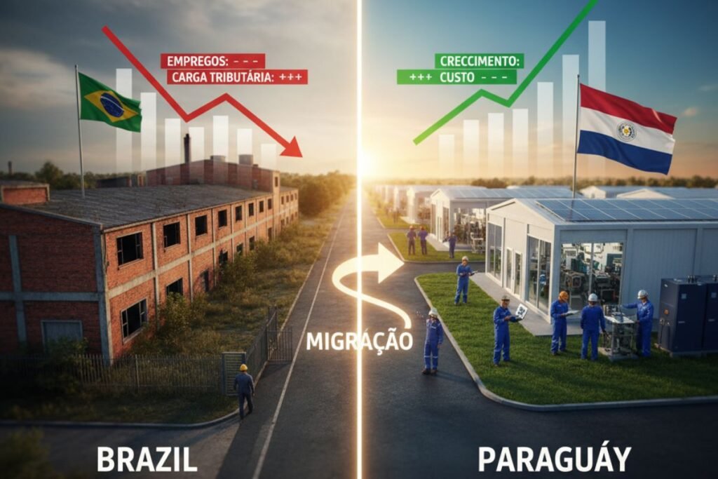Mais de 200 indústrias brasileiras migram para o Paraguai atraídas pela Lei de Maquila, que oferece isenção de impostos, redução de até 40% nos custos operacionais, mão de obra mais barata e fuga do Custo Brasil