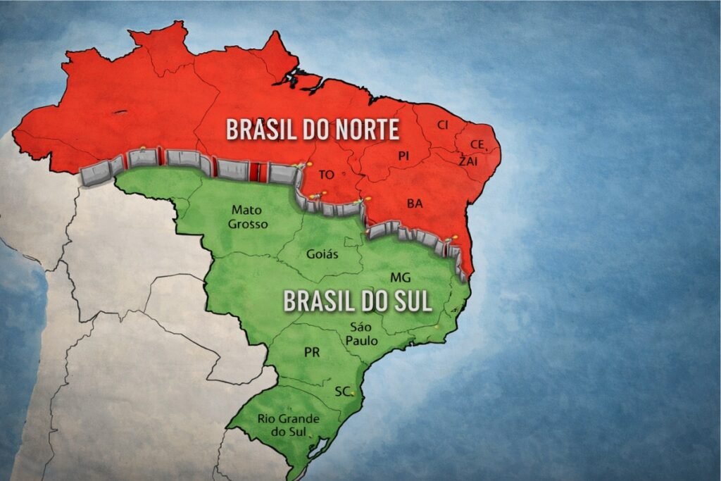 Deputado sugere dividir o Brasil em dois países em debate sobre o Senado, separa Norte e Nordeste de Centro Oeste, Sudeste e Sul