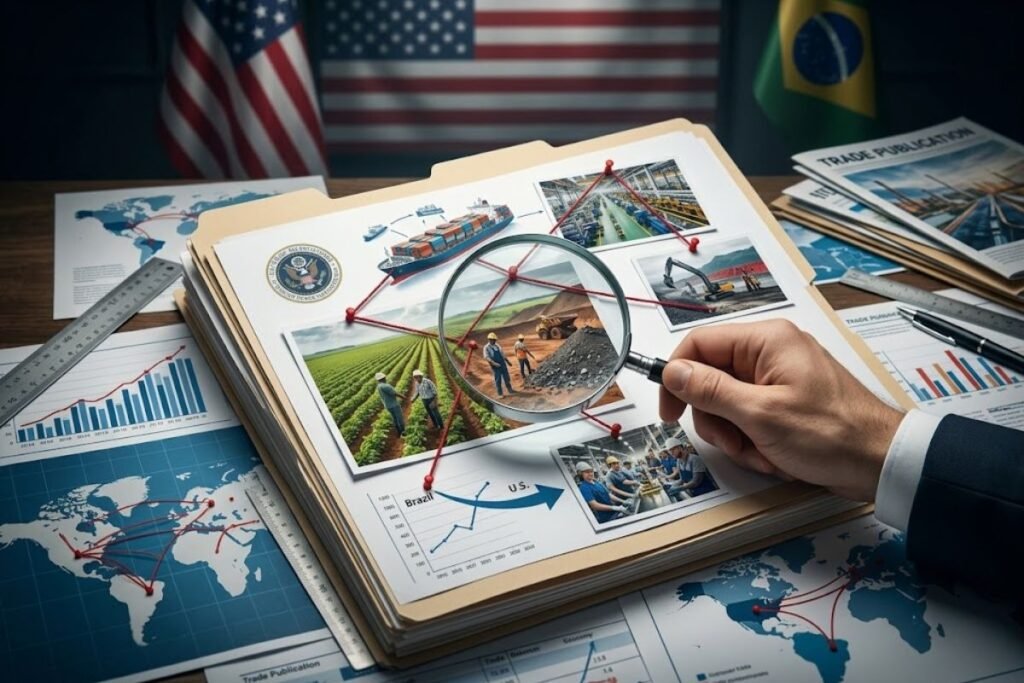 Estados Unidos colocam o Brasil em investigação comercial ao lado de mais de 60 economias, incluindo China e Rússia, para apurar possíveis falhas no combate ao trabalho forçado nas cadeias produtivas globais e avaliar impactos sobre trabalhadores e empresas americanas