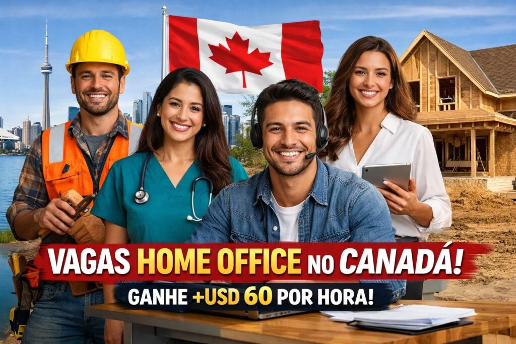 Canadá convoca quem fala português para mais de 600 vagas home office com salários que ultrapassam USD 60 a hora e brasileiros podem enviar currículo para os cargos na construção civil, saúde, tecnologia, vendas e mais