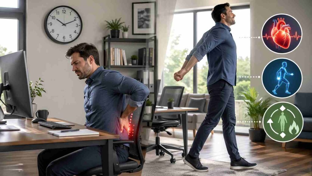 Especialista revela uma maneira simples de reduzir os riscos à saúde causados por ficar sentado por longos períodos