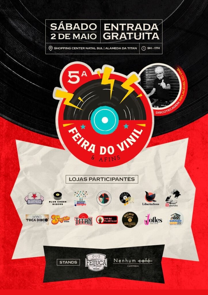 5ª Feira do Vinil & Afins reúne colecionadores, música e cultura neste sábado (2) em Natal