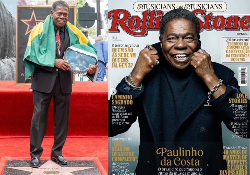 Paulinho da Costa recebe estrela na Calçada da Fama com bandeira do Brasil: capa da Rolling Stone