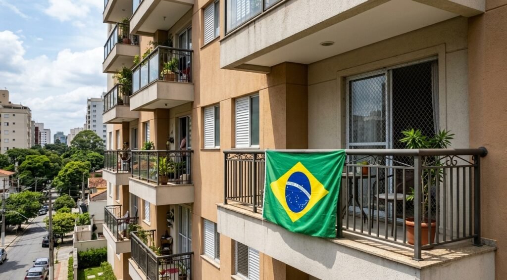 Vai pendurar bandeira do Brasil na sacada na Copa? Isso pode acabar em multa no condomínio