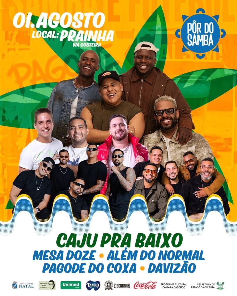 Pôr do Samba acontece neste sábado (1) com programação gratuita na Prainha Via Costeira