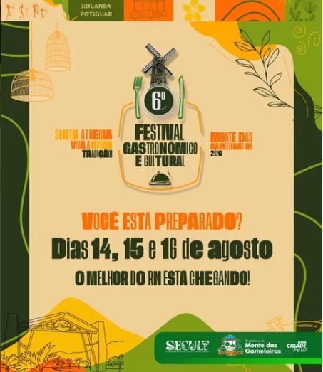 6º Festival Gastronômico e Cultural de Monte das Gameleiras começa nesta sexta (14