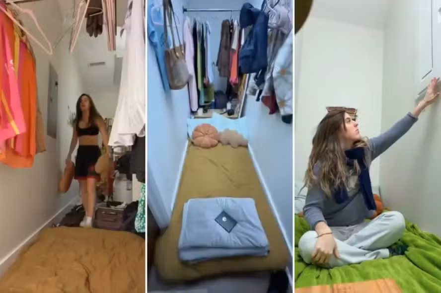 Com dificuldades financeiras, mulher se muda para o closet de amigo