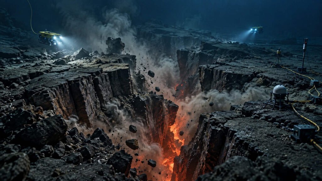 Cientistas detectam ruptura de placa tectônica sob o Oceano Pacífico, com falhas profundas, deslocamentos e tremores em faixa de 75 quilômetros
