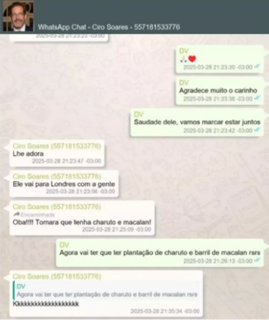 Tomara que tenha charuto e Macallan’; veja essa e outras quatro mensagens de Gonet para Vorcaro