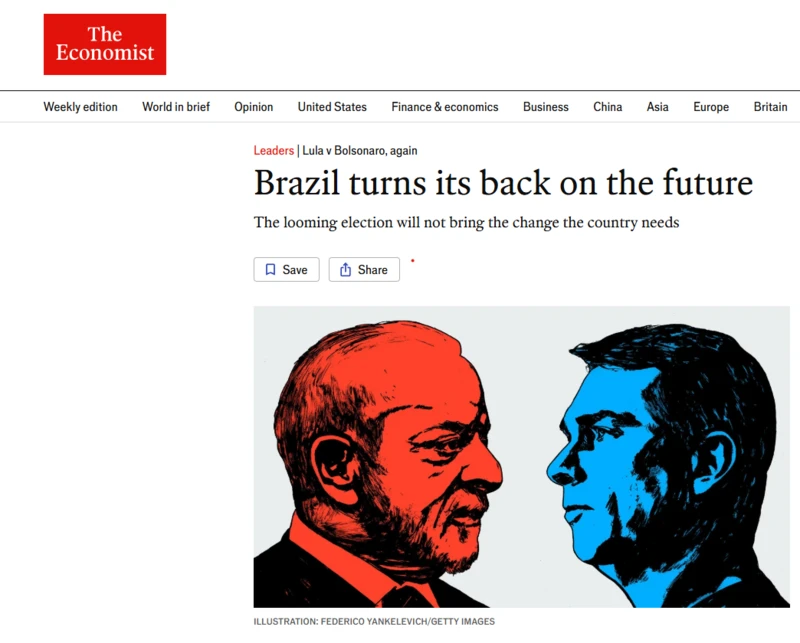 Brasil ‘dá as costas ao futuro’ em eleição com candidatos ‘desoladores’, diz The Economist
