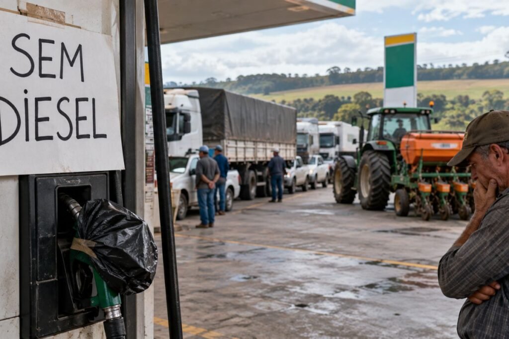 Diesel já começa a faltar no Sul do país, a escassez chega no momento do plantio e produtores alertam que a safra pode ficar comprometida por falta de combustível