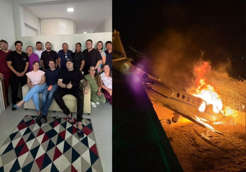 Rey Vaqueiro e equipe sao salvos de jato que saiu da pista e pegou fogo no RN