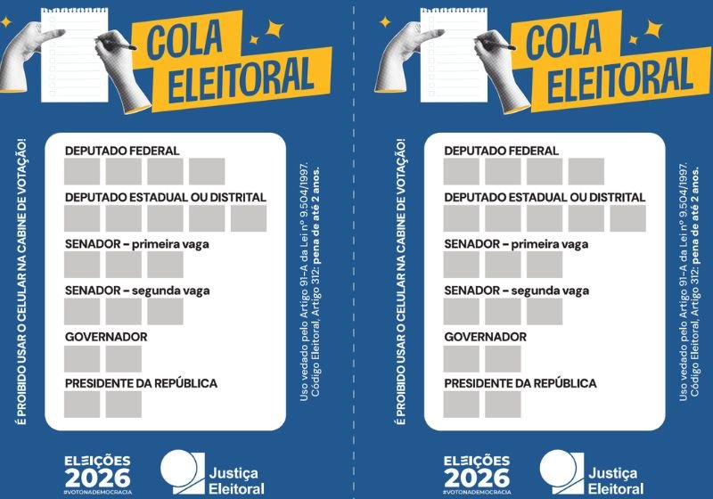 TSE disponibiliza colinha oficial para imprimir e levar na hora de votar